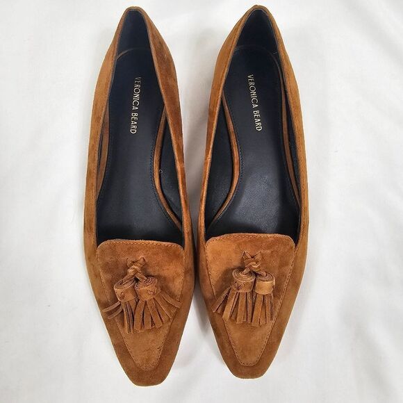NIB Veronica Beard Cleo Tassel Snip Toe Loafers in Camel - Size 7 - Picture 2 of 10